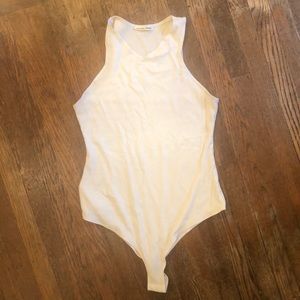 Reformation ribbed white bodysuit